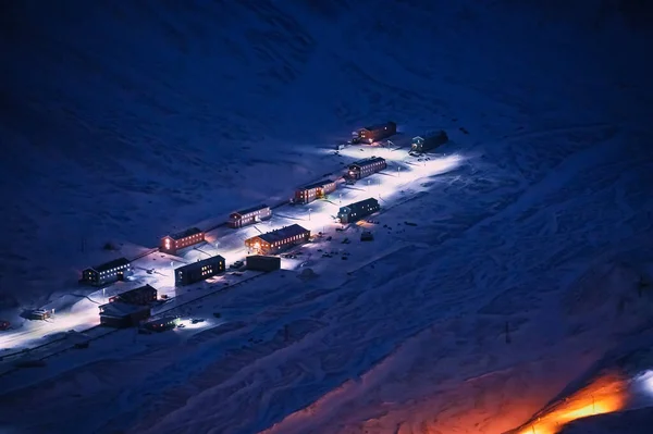 Norwegen Landschaft Eis Natur Der Stadt Ansicht Spitzbergen Longyearbyen Plateau — Stockfoto