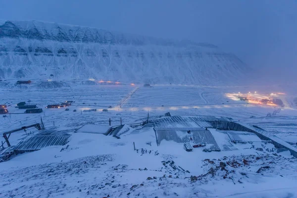 Norwegen Landschaft Eis Natur Der Stadt Ansicht Spitzbergen Longyearbyen Plateau — Stockfoto