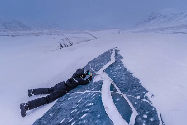 노르웨이의 만년설 Svalbard 북극해의 East Coast — 스톡 사진