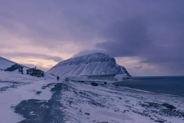 Norvégia Táj Jellege Hegyek Spitzbergák Longyearbyen Svalbard Jeges Téli Polar — Stock Fotó