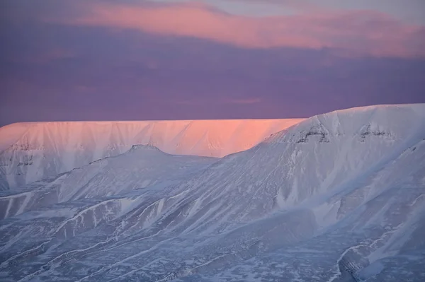 Norvégia Táj Jellege Hegyek Spitzbergák Longyearbyen Svalbard Jeges Téli Polar — Stock Fotó