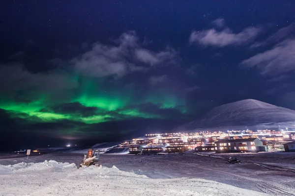 Poolpoollicht Poollicht Poollicht Poollicht Noorwegen Reisfotograaf Spitsbergen Longyearbyen Stad Maanbergen — Stockfoto