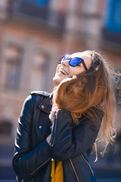 Close Retrato Jovem Sexy Menina Hipster Bela Loira Com Óculos — Fotografia de Stock