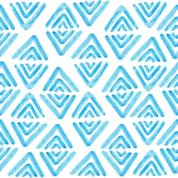 블루 etnic 삼각형입니다. 완벽 한 수채화 배경 — 스톡 사진