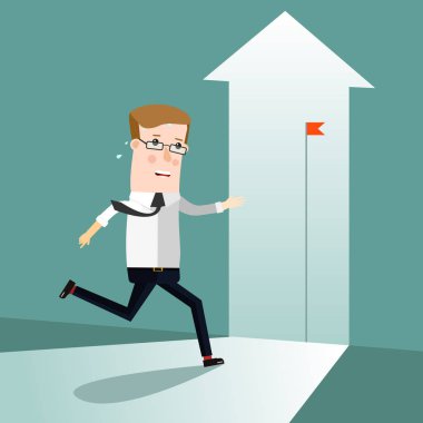 Başlamak yukarıya. İş kavramı çizgi film illüstrasyon.