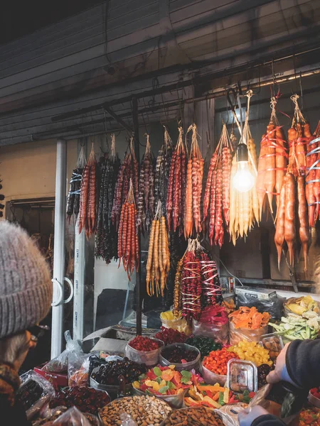 Tiflis Georgien Dezember 2017 Churchkhela Stand Auf Dezerter Basar Tiflis — Stockfoto