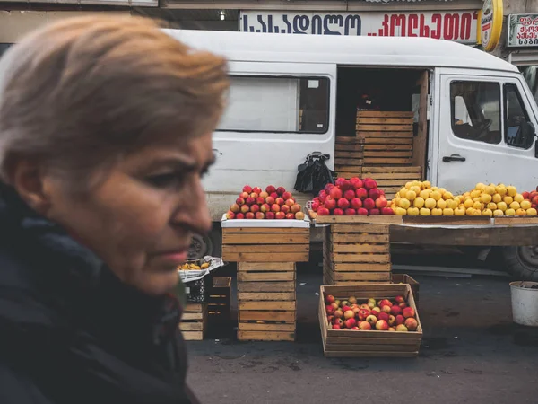 Tbilisi Gruzja Dezerter Bazaru Miasta Rynku Żywności Grudnia 2017 Apple — Zdjęcie stockowe