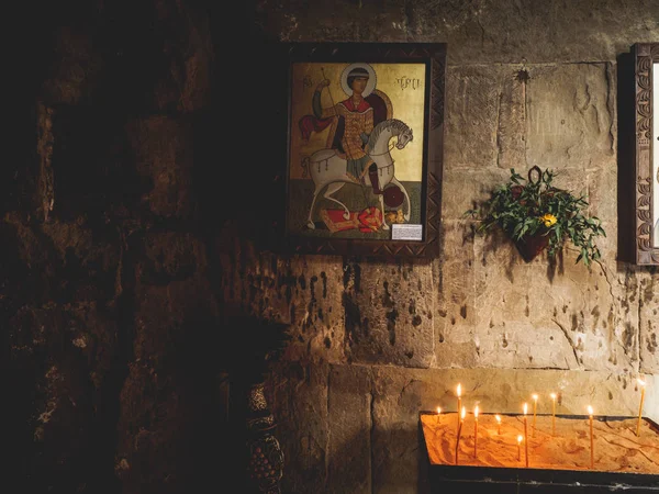 Icône Saint Georges Intérieur Monastère Jvari Monastère Croix Mtskheta Géorgie — Photo