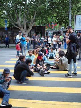 Erivan, Ermenistan. 29 Nisan 2018. Armenia.Vertical barışçıl demokratik protesto