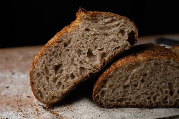 Rzemieślniczy Chleb Zakwaszony Krojony High Hydration Sourdough Bread — Zdjęcie stockowe