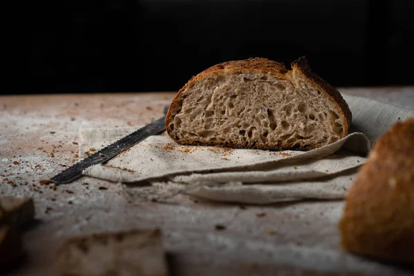 artisan sourdough bread cut (High Hydration Sourdough Bread).