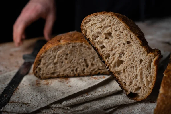 artisan sourdough bread cut (High Hydration Sourdough Bread).