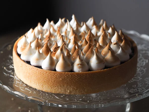 Delicioso Bolo Chocolate Com Chantilly — Fotografia de Stock