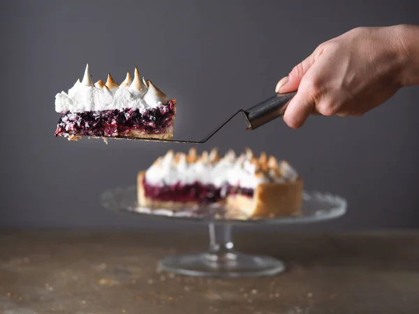 Delicioso Pastel Tarta Bayas Con Merengue — Foto de Stock