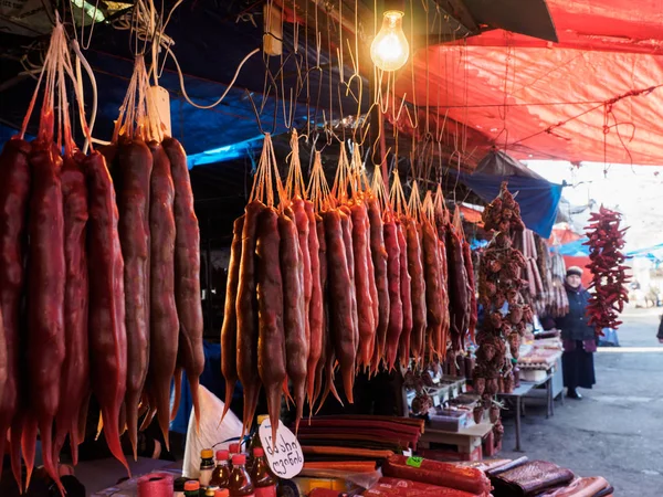 Tbilisi Georgië December 2019 Kerkhela Traditionele Traktatie Markt — Stockfoto