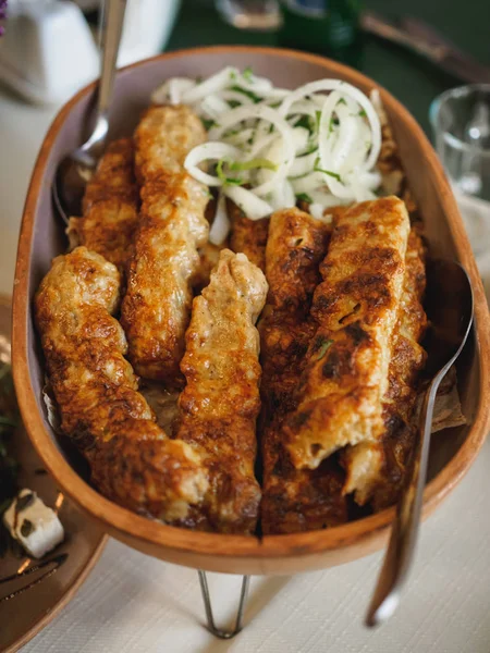 Peixe Branco Armênio Kebab Restaurante Lago Sevan Comida Tradicional Caucasiana — Fotografia de Stock