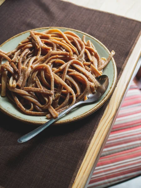 Piatto Tradizionale Armeno Tagliatelle Grano Bollito Fritto Arishta Piatto Tagliatelle — Foto Stock