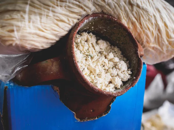 Traditionele Armeense Kaas Een Pot Markt Van Jerevan — Stockfoto