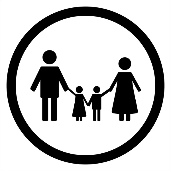 Icono de silueta negra familia feliz — Vector de stock