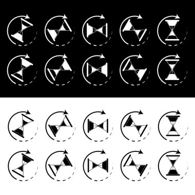 Kum saati animasyon siyah beyaz