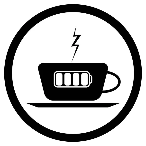 Taza de café y batería relámpago — Vector de stock
