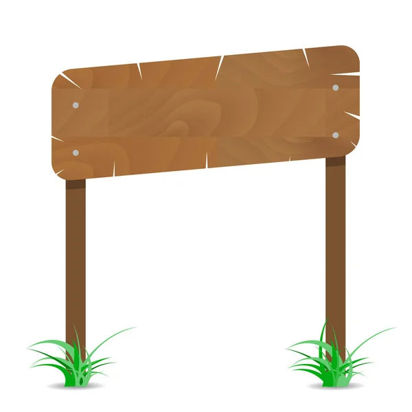 Szyld drewniany na post z trawy — Wektor stockowy