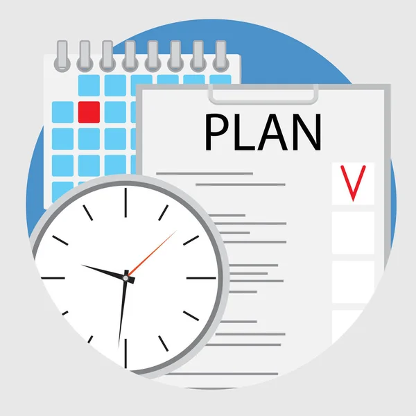 Planejamento e organização do tempo vetor ícone plana — Vetor de Stock