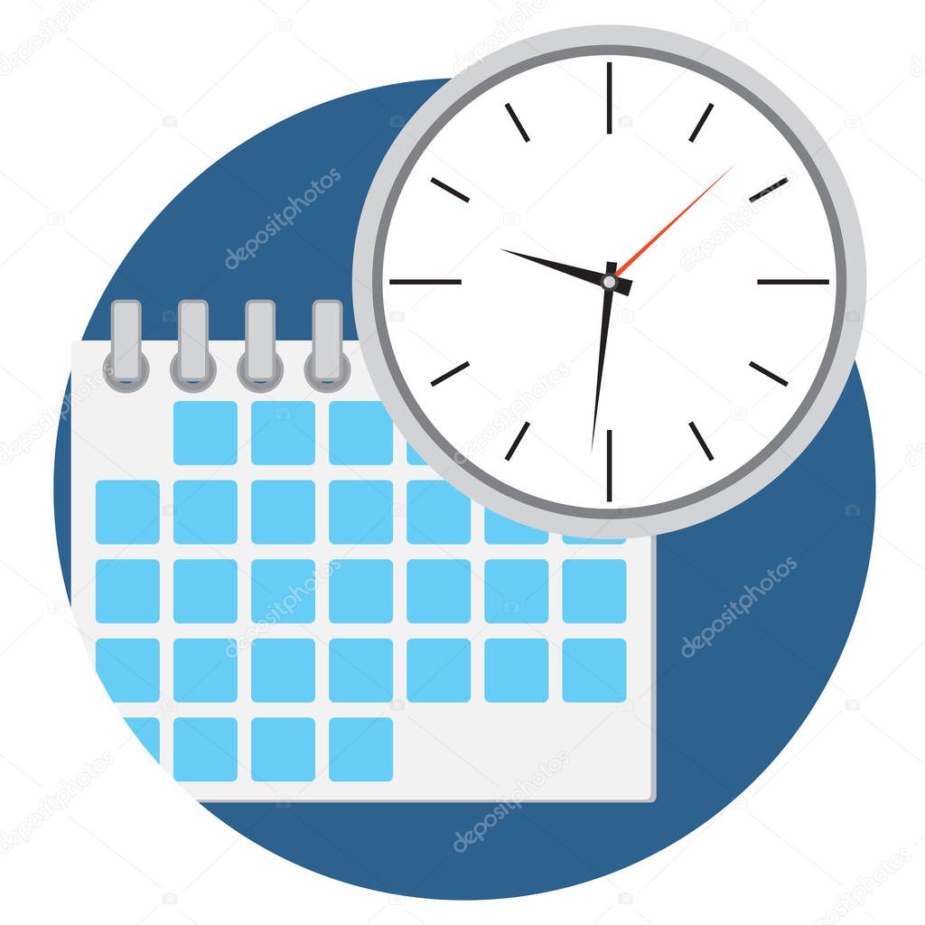 Business time icon. Calendat and clock vector illustration