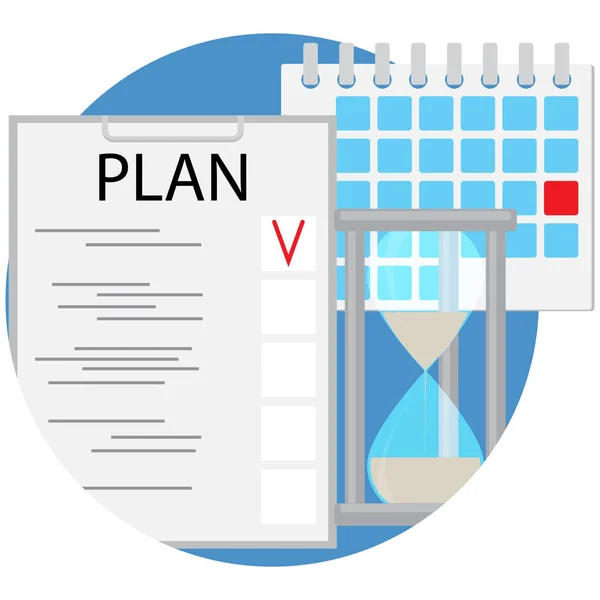 Icône planification et gestion du temps vecteur plat — Image vectorielle