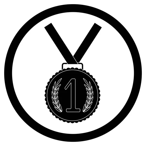 Medalla, primer lugar icono negro — Vector de stock