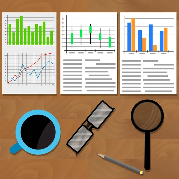 Analysis of data charts and graphs — Stock Vector