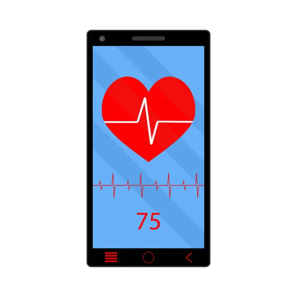 携帯電話上のアプリの心拍数のモニター — ストックベクタ