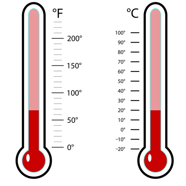 Termómetro Celsius e Fahrenheit —  Vetores de Stock