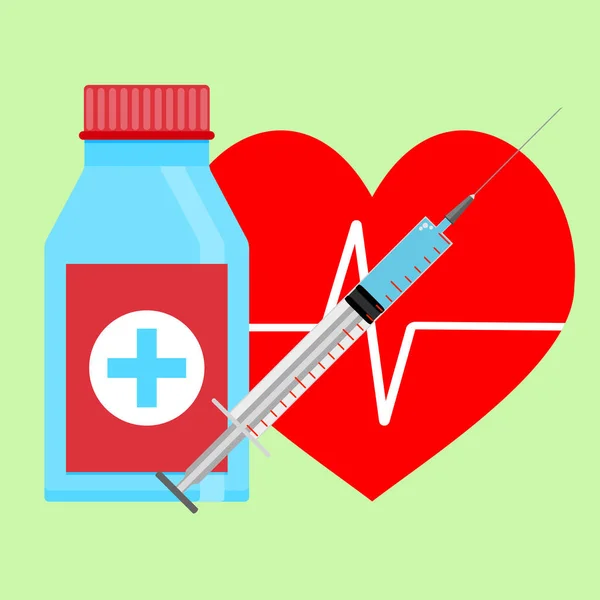 Ένεση αδρεναλίνης στην καρδιά — Διανυσματικό Αρχείο