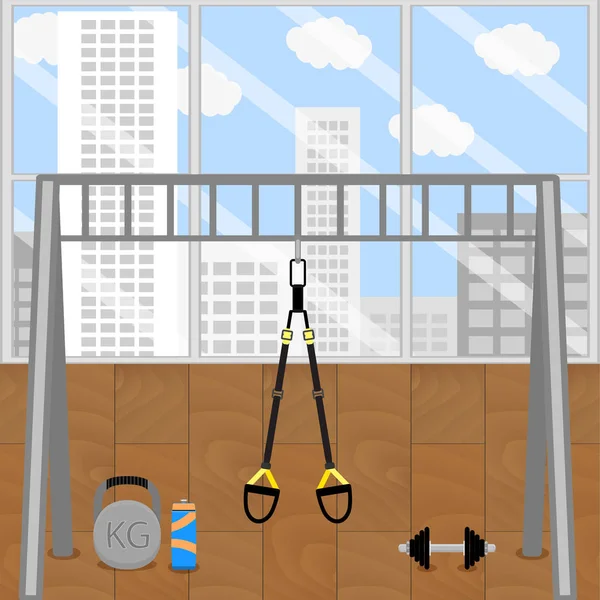 Salle de gym moderne avec trx — Image vectorielle