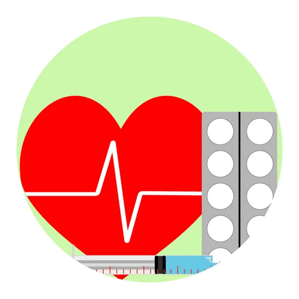 心臓の注射とタブレット — ストックベクタ