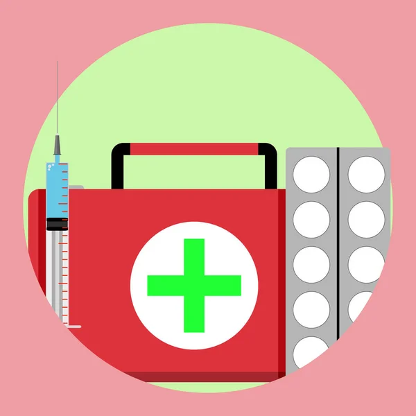 Médicament première icône de l'aide médicale — Image vectorielle
