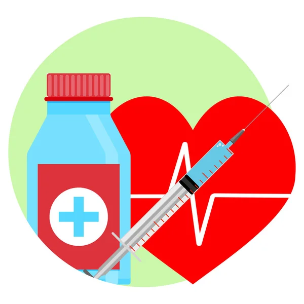 Gyógyszerek, a szív ikon — Stock Vector