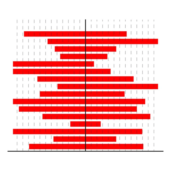 Gráfico de barras horizontalmente rojas — Vector de stock