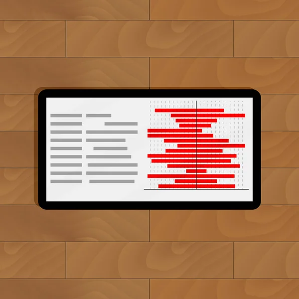Tablet mit roten Diagramminformationen — Stockvektor