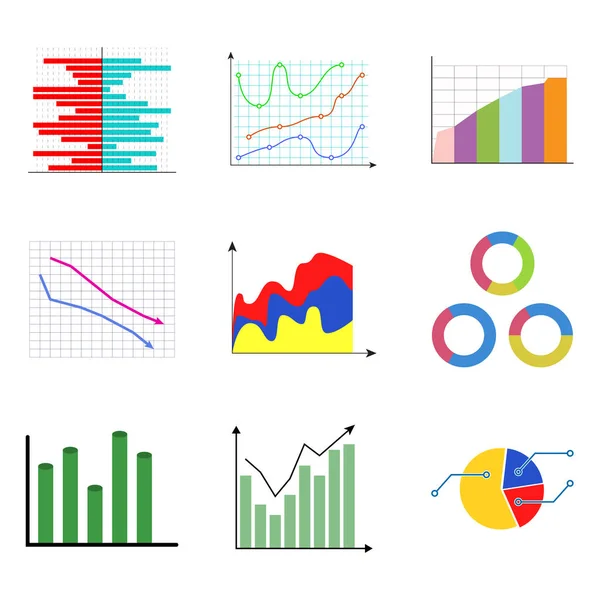 Coleção de diagrama de cores e gráficos — Vetor de Stock