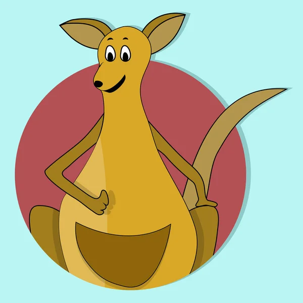 Karikatür mutlu kanguru simgesi düz renk vektör — Stok Vektör