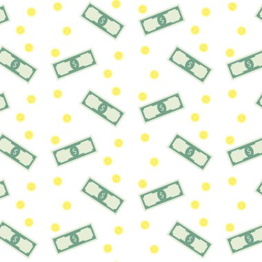 Para banknot ve madeni paraların seamless modeli