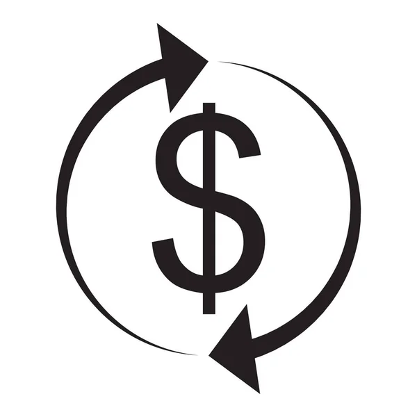 Cambio y conversión de moneda. Icono del dólar — Vector de stock