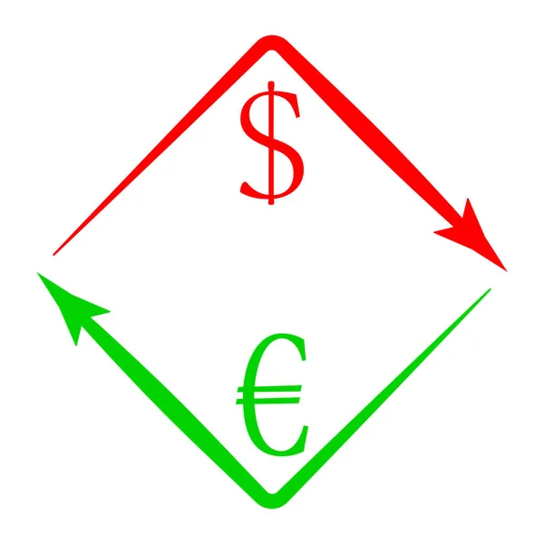 Ανταλλακτήριο συναλλάγματος ευρώ δολαρίου — Διανυσματικό Αρχείο