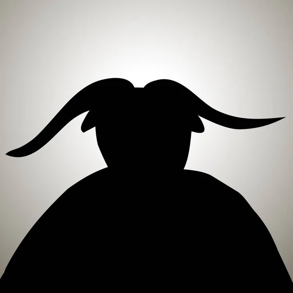 Black devil demon silhouette with horns — Stock Vector