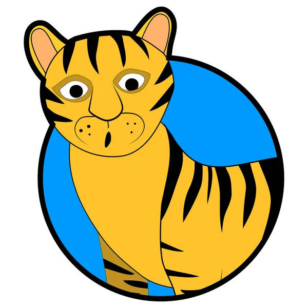 Etiqueta engomada tigre salvaje rayas icono de dibujos animados — Vector de stock