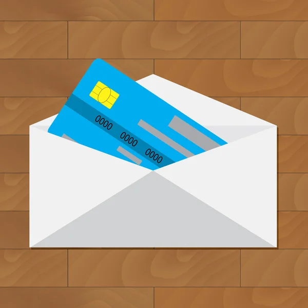 Otwarte karty kredytowej. Otrzymać kartę w kopercie — Wektor stockowy