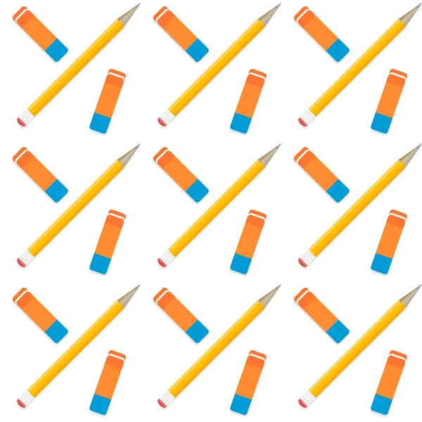 Crayon et gomme motif sans couture — Image vectorielle