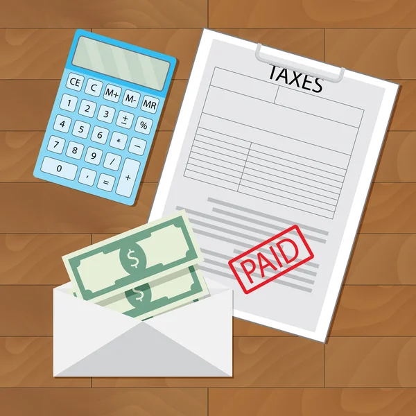 Φόρους που πληρώθηκαν και τα χρήματα σε φάκελο — Διανυσματικό Αρχείο